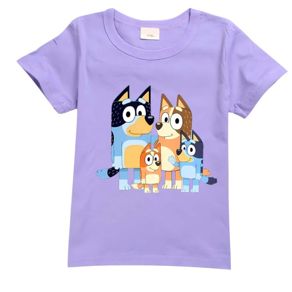Bluey Barnkläder barns kortärmade T-shirts pojkar och flickor sommarkläder Purple 120cm