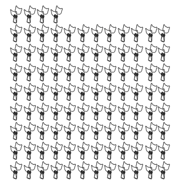 100 stk. Katte Binder Clips Søde Killingeform Stærk Klemning Holdbare Metal Hul Binder Clips til Hjemmekontor Skole Sort