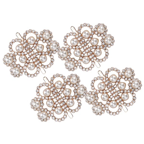 4 stk. Diamant Perle Dekorationer Mode Sko Klips Legering Smykker Ornamenter Håndværksartikler (Diamant Perle Symmetrisk)