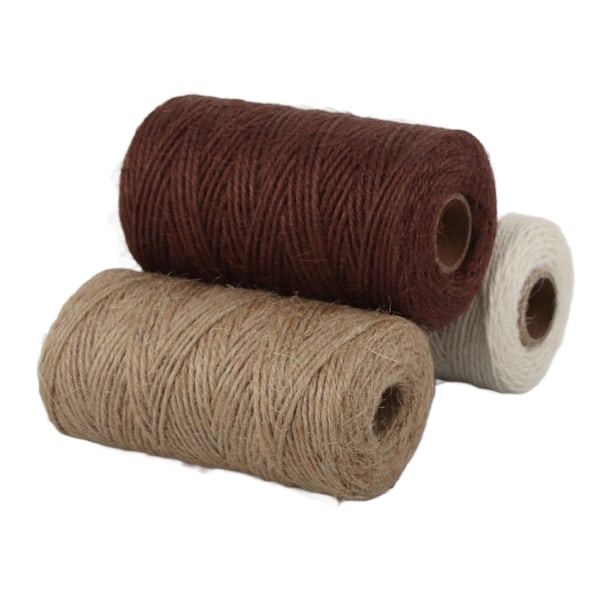 3st Jute Rep Vit Brun Kaki Flätad Cordage DIY Packning Tjock tråd Tillbehör 2mm