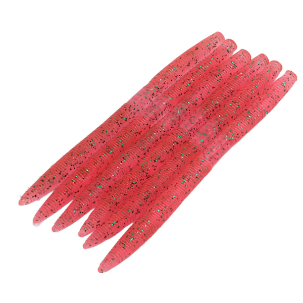 6 stk./sæt Fiskemadorm Fiskemad Fiskebidresistent PVC Blød Madorm Jordorm Kunstig Mad Pink