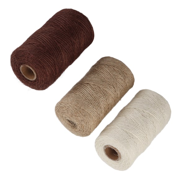 3st Jute Rep Vit Brun Kaki Flätad Cordage DIY Packning Tjock tråd Tillbehör 2mm