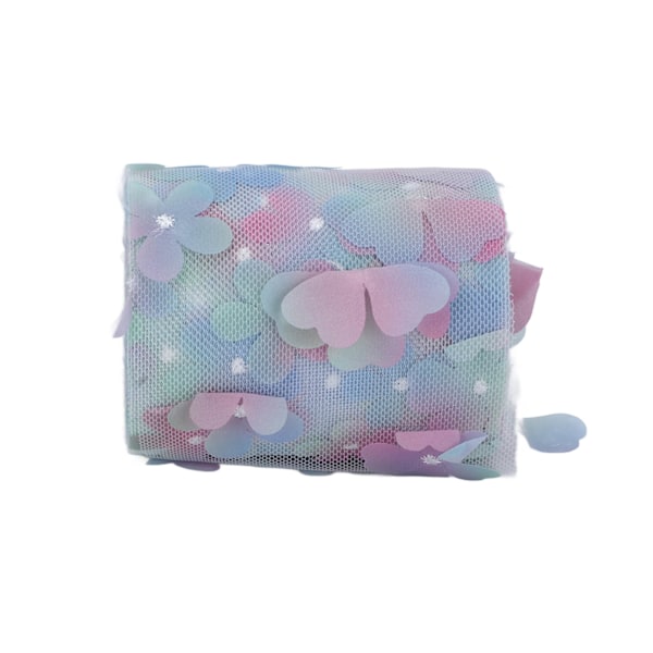 Tyllrulle Färgglad gradient Blomma rosett Knut Mesh Tygrulle DIY Material WebbingBlå