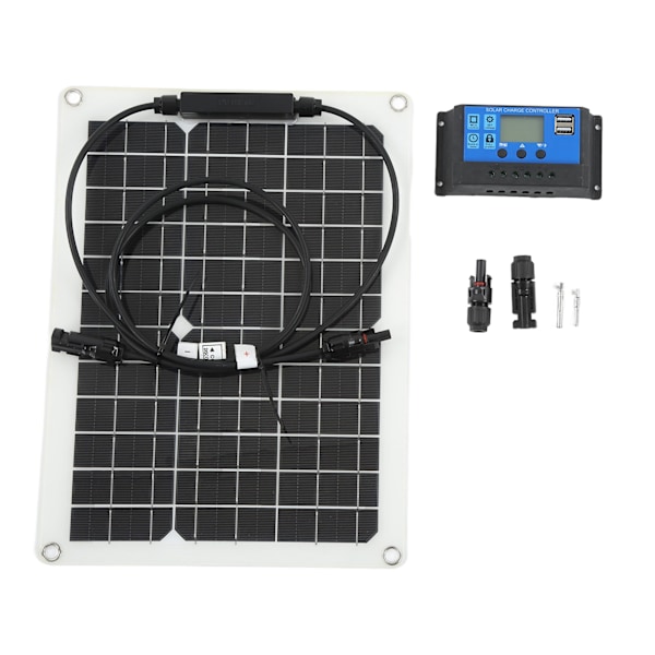Solcelle Batterilader til Bil 30W 18V Monokrystallinsk Silicium Solpanel Controller Kit til Udendørs Yacht Båd