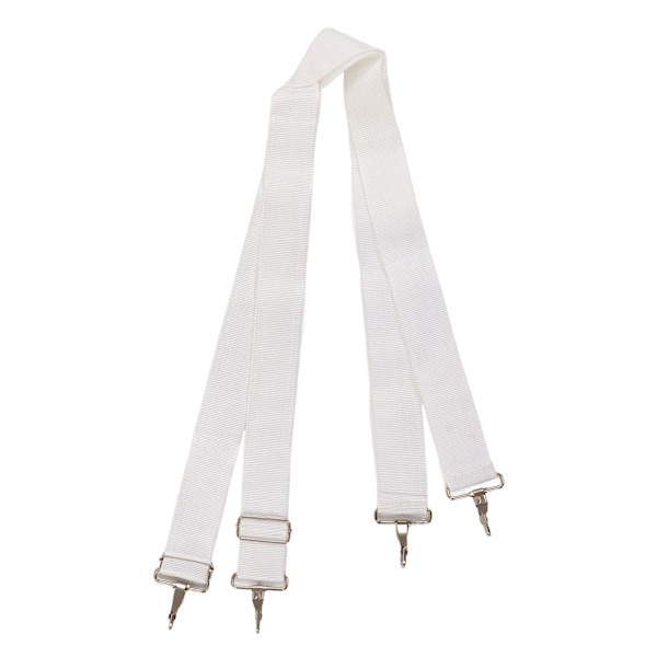 Bastrumsrem Mjuk Nylon Elastisk Justerbar Ergonomisk Bekväm trumrem med dubbla axelremmar för bastrumma Vit