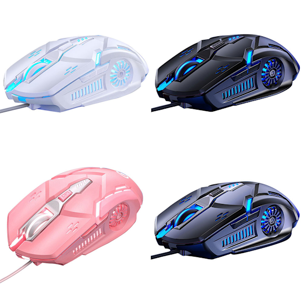 Gaming Mus 6D 3200DPI Justerbar Kablet LED Computermus Støjsvag Mus til Laptop PC