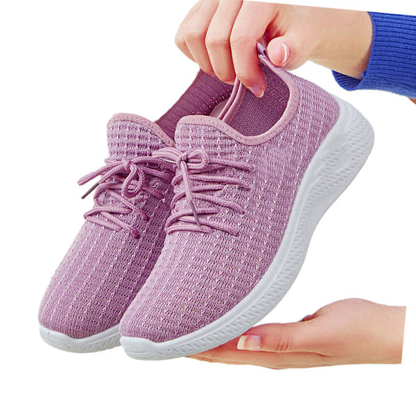 Damskor Lätta Casual Löparskor Låg Topp Andningsbar Övre Halksäker Sport Sneakers Vår Höst Stil Lila Storlek 38