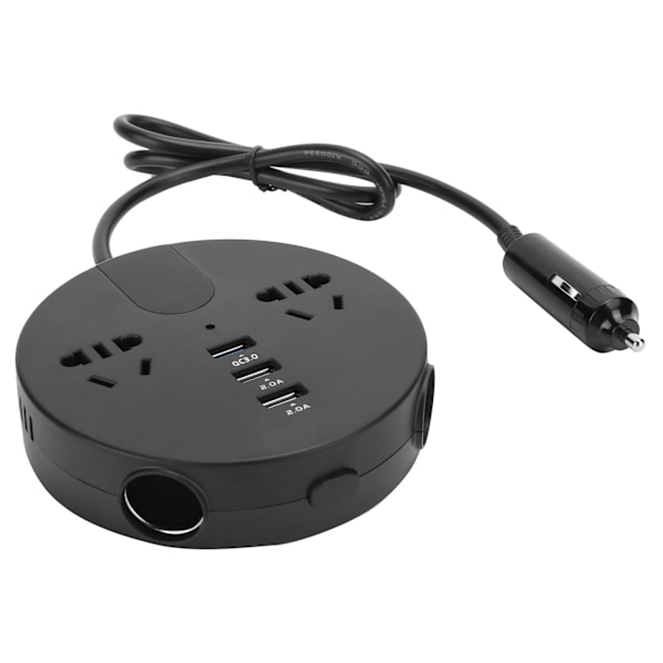 150W Strømkilde Inverter 12‑24V til 220V Biladapter LED Digital Display Bilinverter Sort