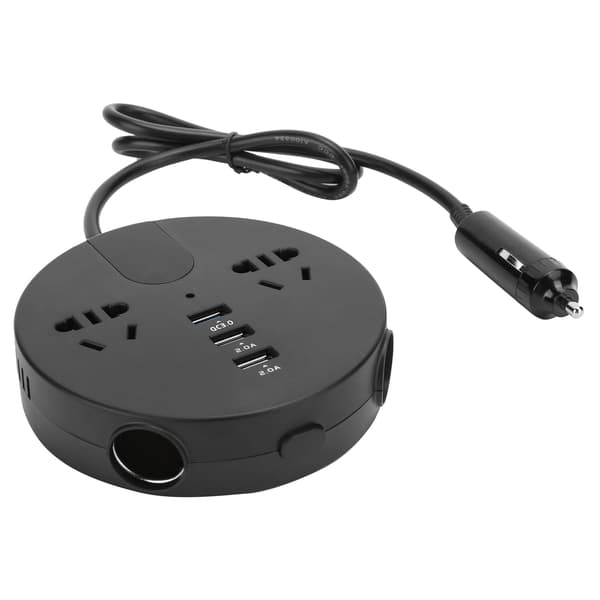 150W Strømkilde Inverter 12‑24V til 220V Biladapter LED Digital Display Køretøjsinverter Sort