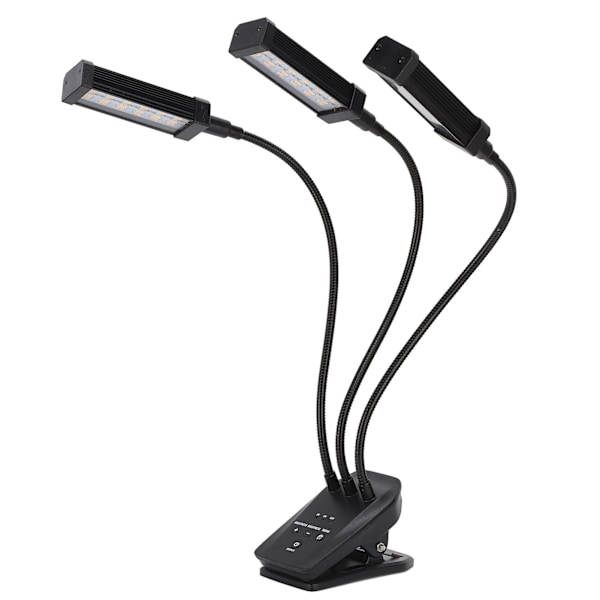 LED Vækstlys 3 Hoved 360° Justerbar Timeret Plantevækstlampe til Drivhuse Kontor 100‑240V Sort EU-stik