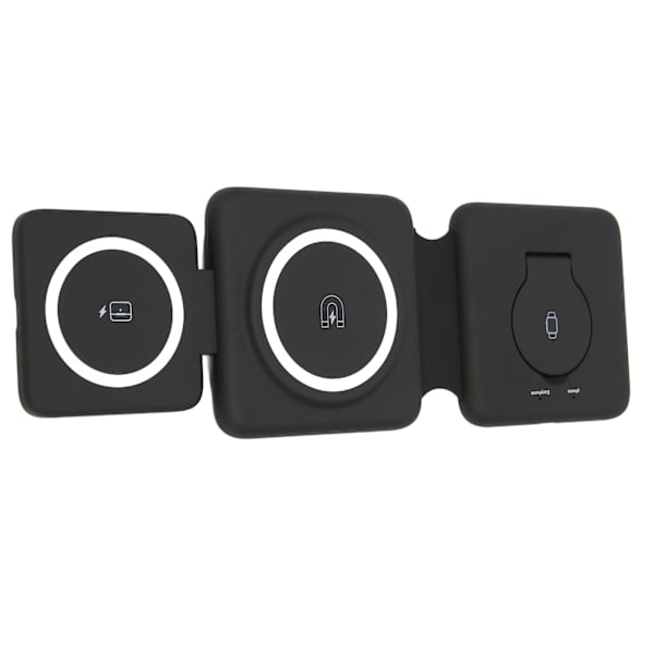 15W trådløs lader sammenleggbar 3 i 1 trådløs ladestasjon Rask trådløs ladepute for iPhone for Galaxy for iWatch SE Svart
