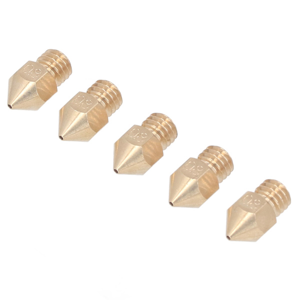 5 st 3D-skrivare Extruder Munstycke M6 Hög värmeledningsförmåga Mässing Hot End Munstycke för CR10 1,75 mm Filament 0,8 mm