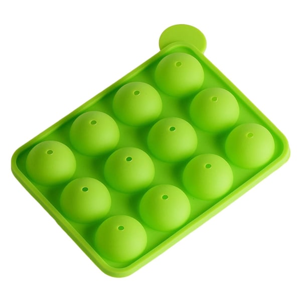 1 sæt slikkepindeform 12-hulrum multifunktions silikone halvkugleformet chokoladeform til børn Green