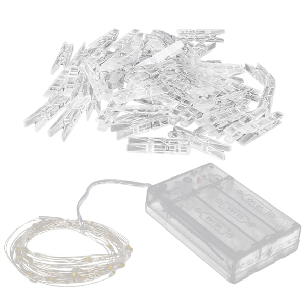 Valokuva Clip Light String -valosarja Dekoratiivinen valo 200 LED-lampulla 60 läpinäkyvää klipsiä