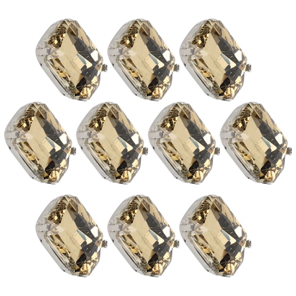 10 stk. Sy På Rhinestones Krystaller Skinnende Knapper Dekorasjon for DIY Håndverk Klær Sko Vesker 1,8 x 2,8 cm Lys Brun Rektangulær