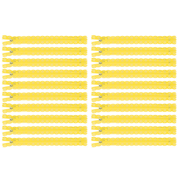 20st 20CM DIY Nylon Spets Dragkedjor Spole Blomma Dragkedja för sömnad Bröllopsklänning Hantverk Gul
