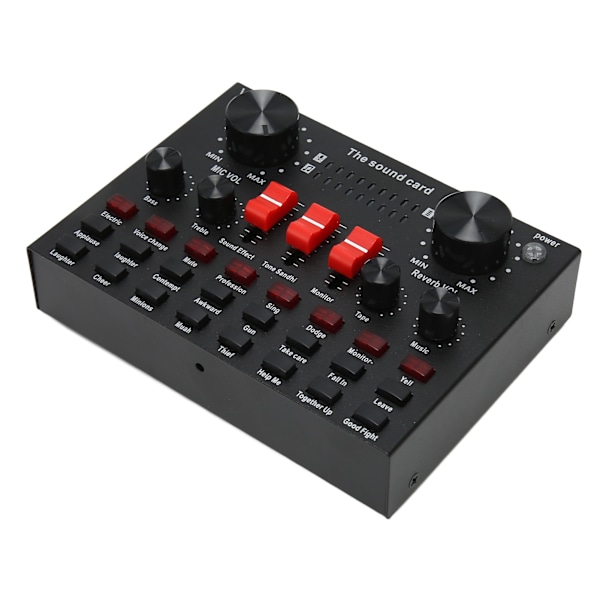 Bluetooth Live Lydkort 8 Tilstande Stemmeomformer Lydmixerkort med 16 Lydeffekter til Karaoke Live Streaming Sort