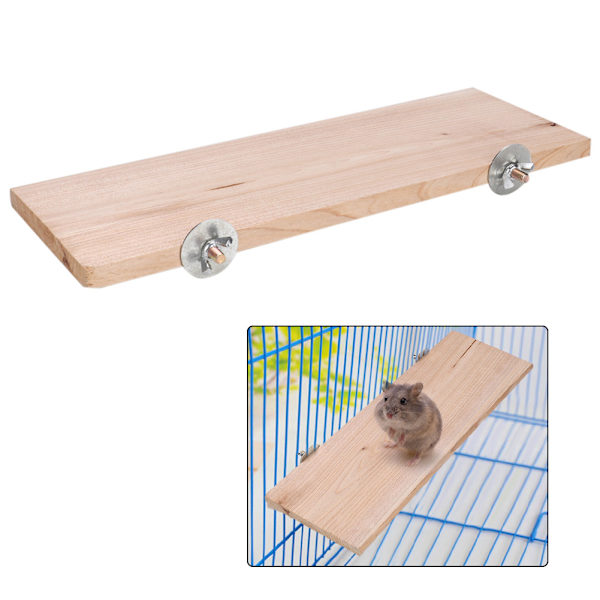 Rektangel Naturtre Husdyr Hamster Chinchilla Chipmunk Bur Tuggleksak Stativ Plattform Pedalbrett