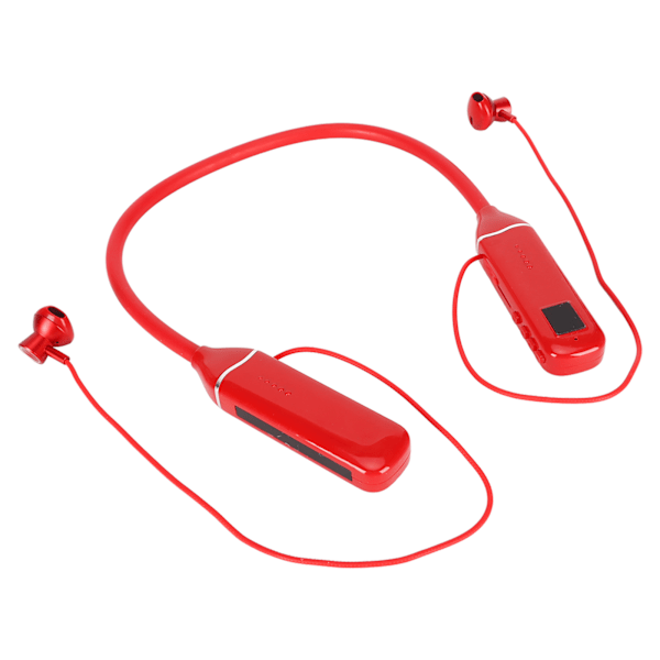 Bluetooth-halsbandshörlurar med LED-strömindikator, minneskortsuppspelning, magnetiska öronsnäckor, headset med RGB-bakgrundsbelysning, röd