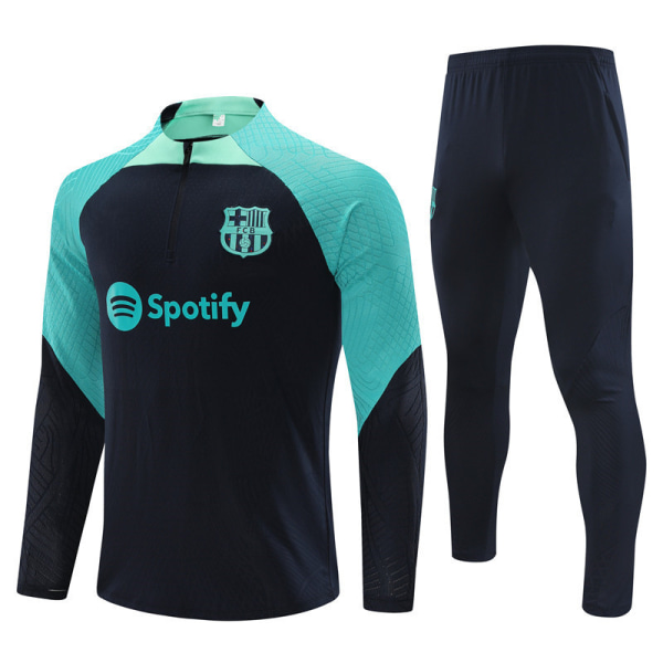 Säsong 23-24 Barcelona långärmad halvdragsdräkt fotbollsuniform för vuxen träningsdräkt långärmad kostym kungblå [spelarversion] L