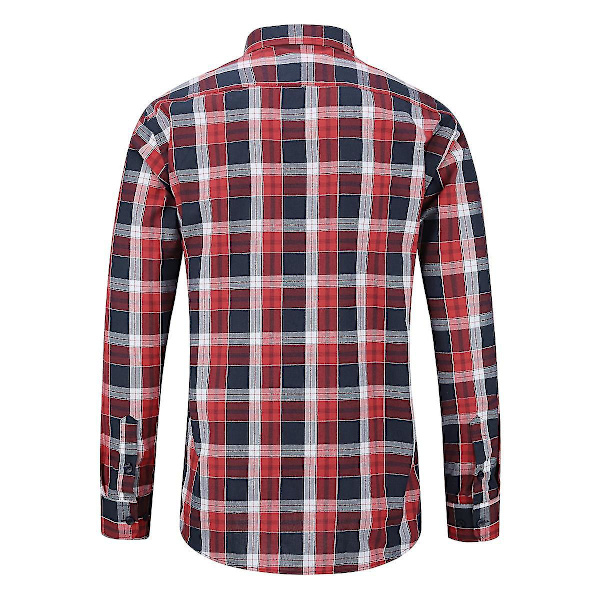 Miesten pitkähihainen ruudullinen nappipaidata, koko 3XL, punainen tummansininen valkoinen
