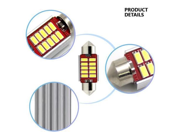 c5w canbus 39mm punainen led-diodilamppu SV8.5 festoon 2 kpl 12v Röd red