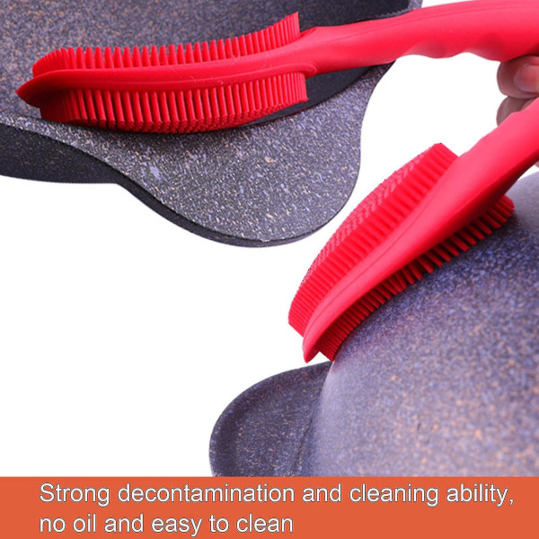 Langt skaft dekorativ silikone rengøringsbørste Let at rengøre kogeplader rengøringsbørste Husholdningsprodukter_y Rose Red