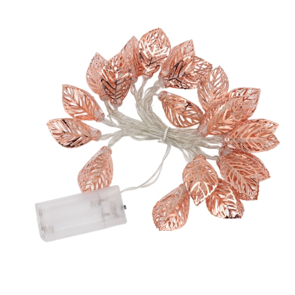 Rose Gold String Lights 20 LED-lampor Vattentät batteridriven urholkade lövlampor String Party Dörr inomhus
