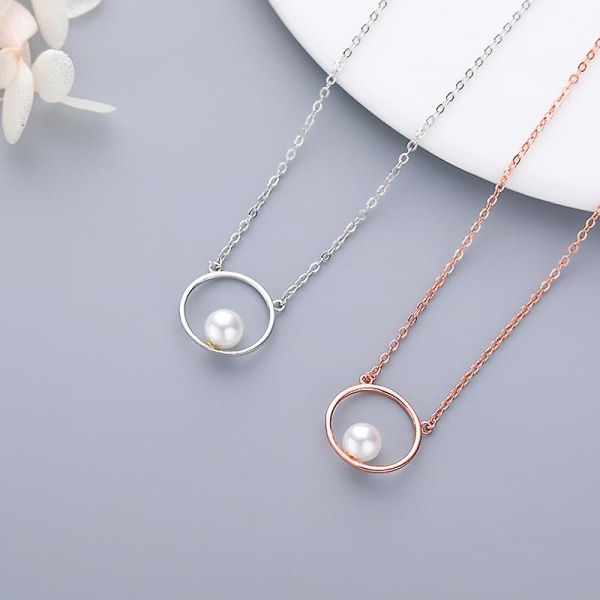 925 Sterling Silver Circle Shell Beads Small Fresh Clavicle Chain Silver smykker gold