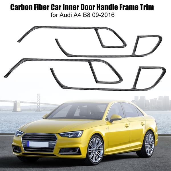 4 stk. karbonfiber bil innvendig dørhåndtak ramme deksel trim for Audi A4 B8 2009-2016