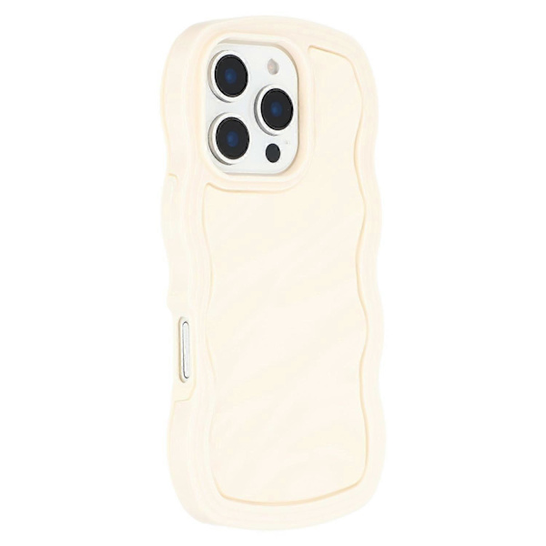 Compatible with iPhone 16 Pro Case Wavy Edges Shockproof TPU+PC Phone Cover Multicolor Multicolor White