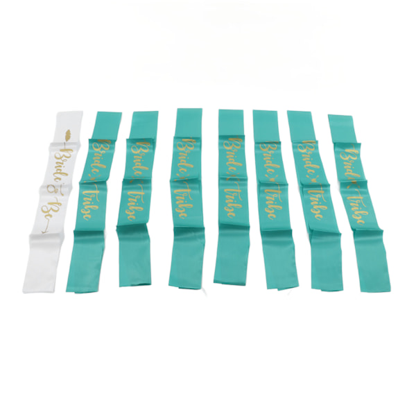8 stk Brud Brudesvenn Sash Gull Bokstaver Hypoallergent Material Bryllup Bride To Be Sash Sett for Bryllupsfester Hvit Grønn