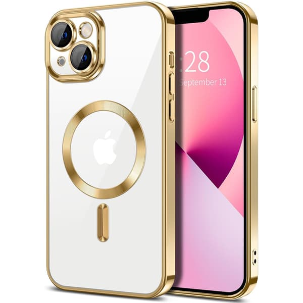 【NX】Compatible with iPhone 15 Case – Metallic Case with Magnetic Compatibility, Slim Design - Gold gold