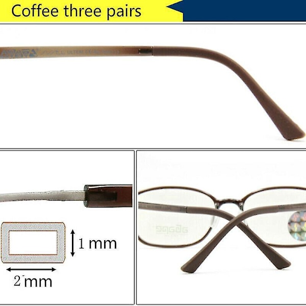 Anti-skli silikon-tempelspisser for briller - 3 par svart