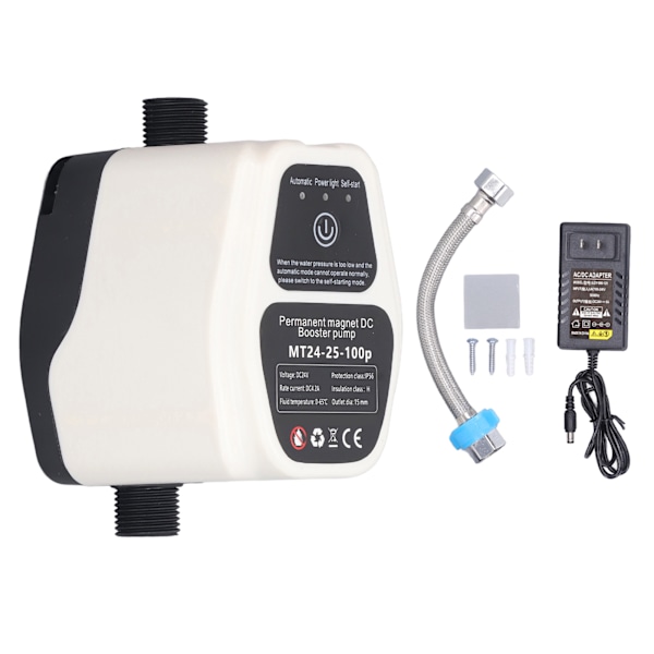 Boosterpumpe 100W 24V 25L Fuldautomatisk Intelligent Sensing Lydløs Vandtryk Booster Pumpe 100‑240V US-stik