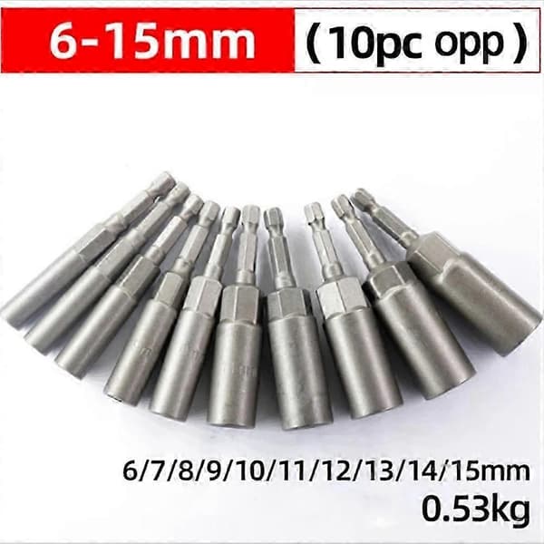 10 stk. 6 mm-15 mm sekskantmøtrikdriver