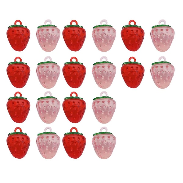 20 stk Jordbær vedhæng harpiks 3d hængende vedhæng Ornament til gør-det-selv-smykkefremstillingstilbehør