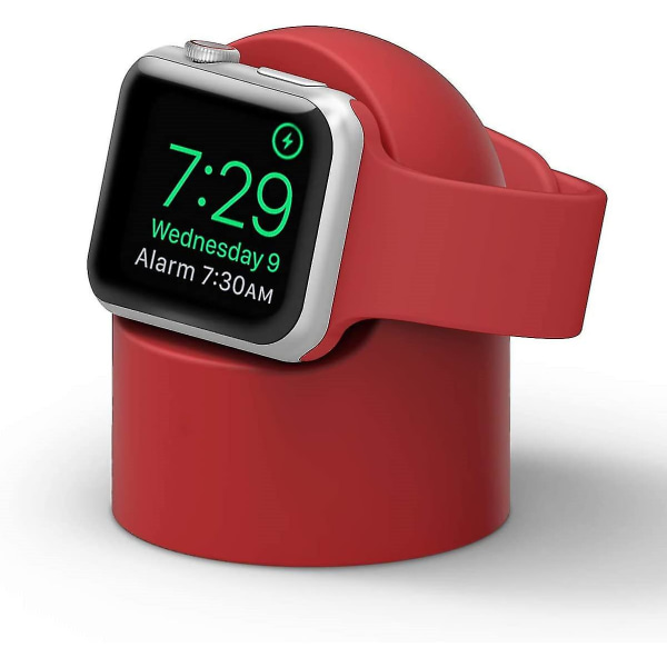 Laddningssted designat for Apple Watch kompatibel med alle Apple Watch-serier 44mm / 42mm / 40mm / 38mm [nattbordslägeskompatibelt], rød