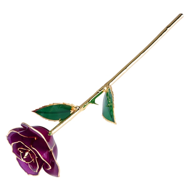 Ægte Purpurrød Rose 24K Guldbelagt Konserveret Blomstergave med Stativ til Valentinsdag Jubilæumsbryllup