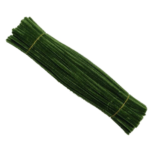 100 stk. Håndværksgaver Blød Chenille-stængel rørrensere Fuzzy Wire Craft Supplies Moss Green