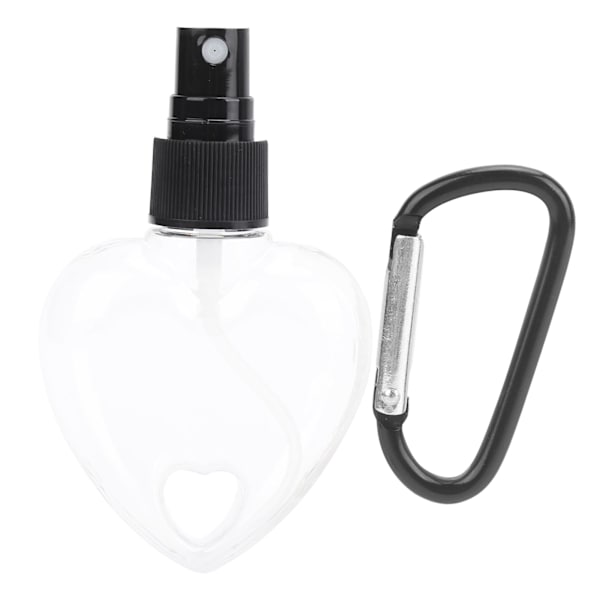 Rejse tom sprayflaske med nøglering 50 ml transparent hjerteformet plastikbeholder Sort spraydysespids