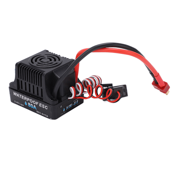 RC Bil Borstlös ESC 80A T Plugg Vattentät 6V 5A SBEC Multipelskydd 1/8 RC Bil Borstlös ESC för 1/8 RC