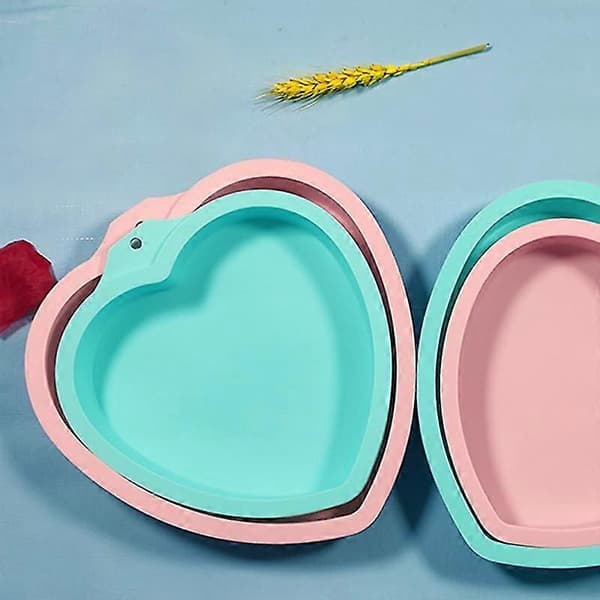 Hjerteformede silikonformer for kaker - Non-stick bakebrettsett for lagkaker, paier, pizza, 1 stk rosa