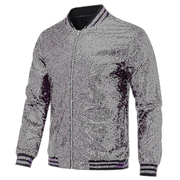 Miesten Sekvenssinen Bomber-Takki - Violetti, XL