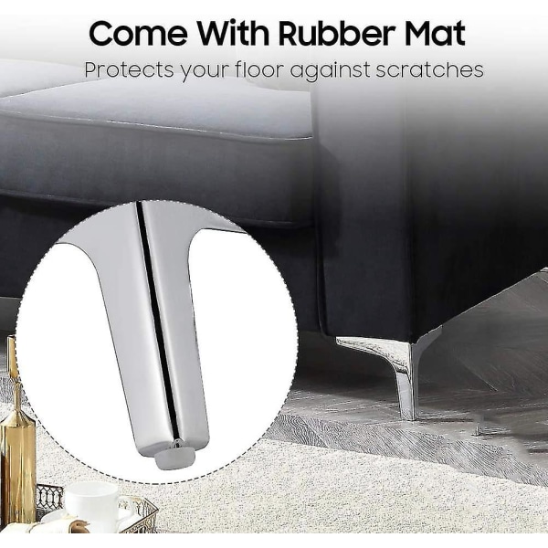 4 delar sängben, metall bordsben med skruvar & golvskydd för gör-det-själv-möbler Soffa Fåtölj Soffa Stol 10cm