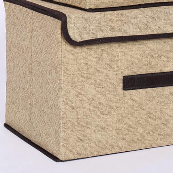 4 kpl Non Woven säilytyslaatikot Pölynkestävä taittuva kaksi suurta ja kaksi pientä kotitalouksiin Beige