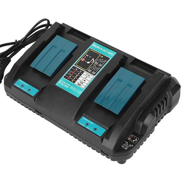 Dobbelt batterilader med USB-interface DC18RD Passer til Makita BL1830 Bl1430 14,4-18VEU Stik 110-230V