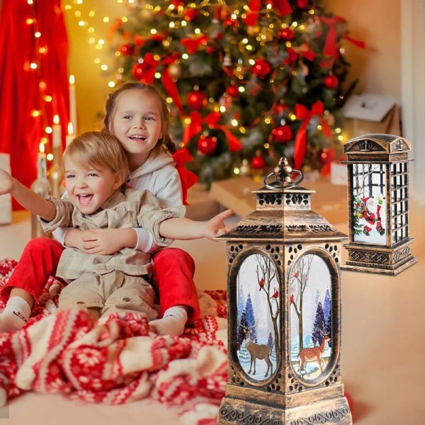 Christmas Snow Globe LED-lanterne hengende lampe Varmt nattlys Batterier Drives for Home Ornamnet Gifts, Model:The Last Little Old Man 1