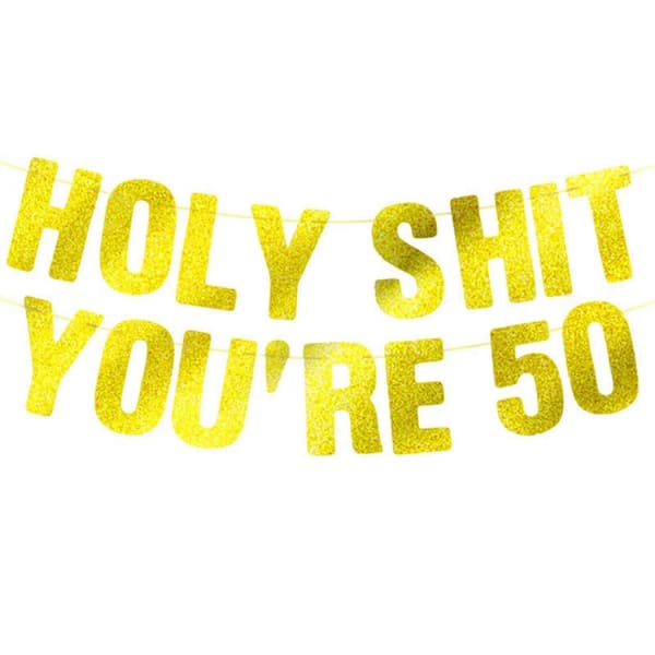1 stk 50-års dekorationer banner - guld
