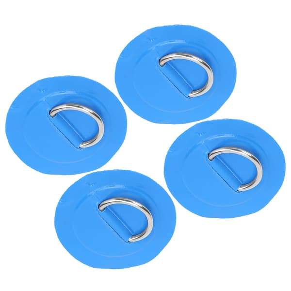 4 stk PVC-lapp med elastisk tausett D-ring lapp bungee tausett rustfritt stål D-ring pute blå